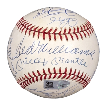 500 Home Run Club Multi-Signed OAL Brown Baseball With 16 Signatures Including Mantle, Jackson & Killebrew (JSA)